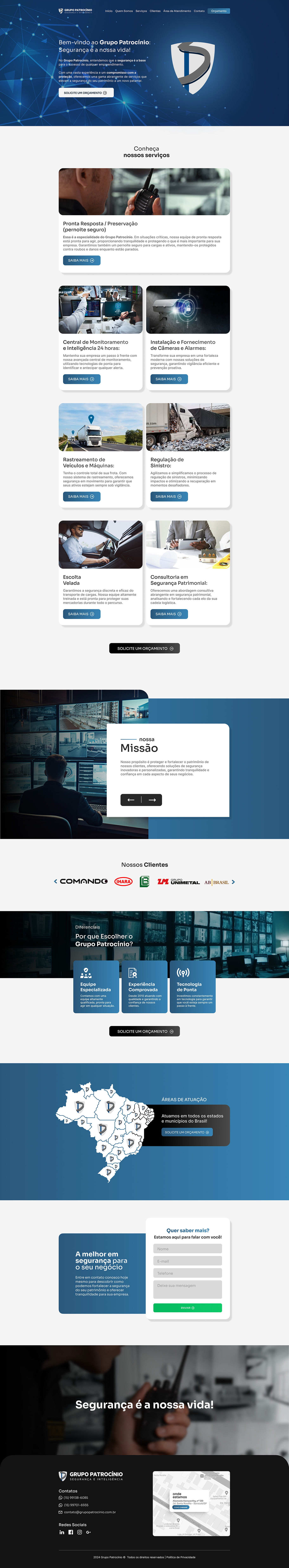 Página home de site institucional desenvolvido para a empresa Grupo Patrocínio.