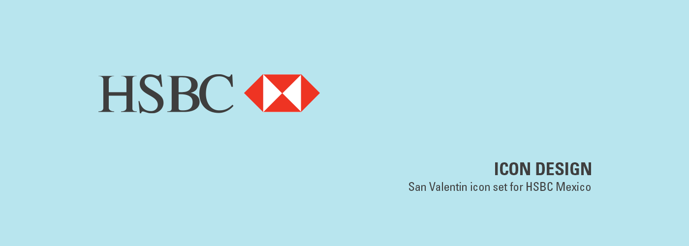 HSBC iconography Icon Illustrator financial Valentine's Day Love Food  drinks Gadget Flowers design