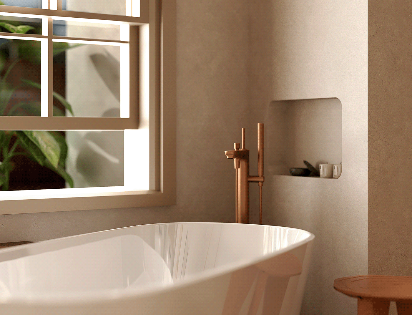 architecture banheiro boho clean design Interior interior design  minimalist Render Restroom