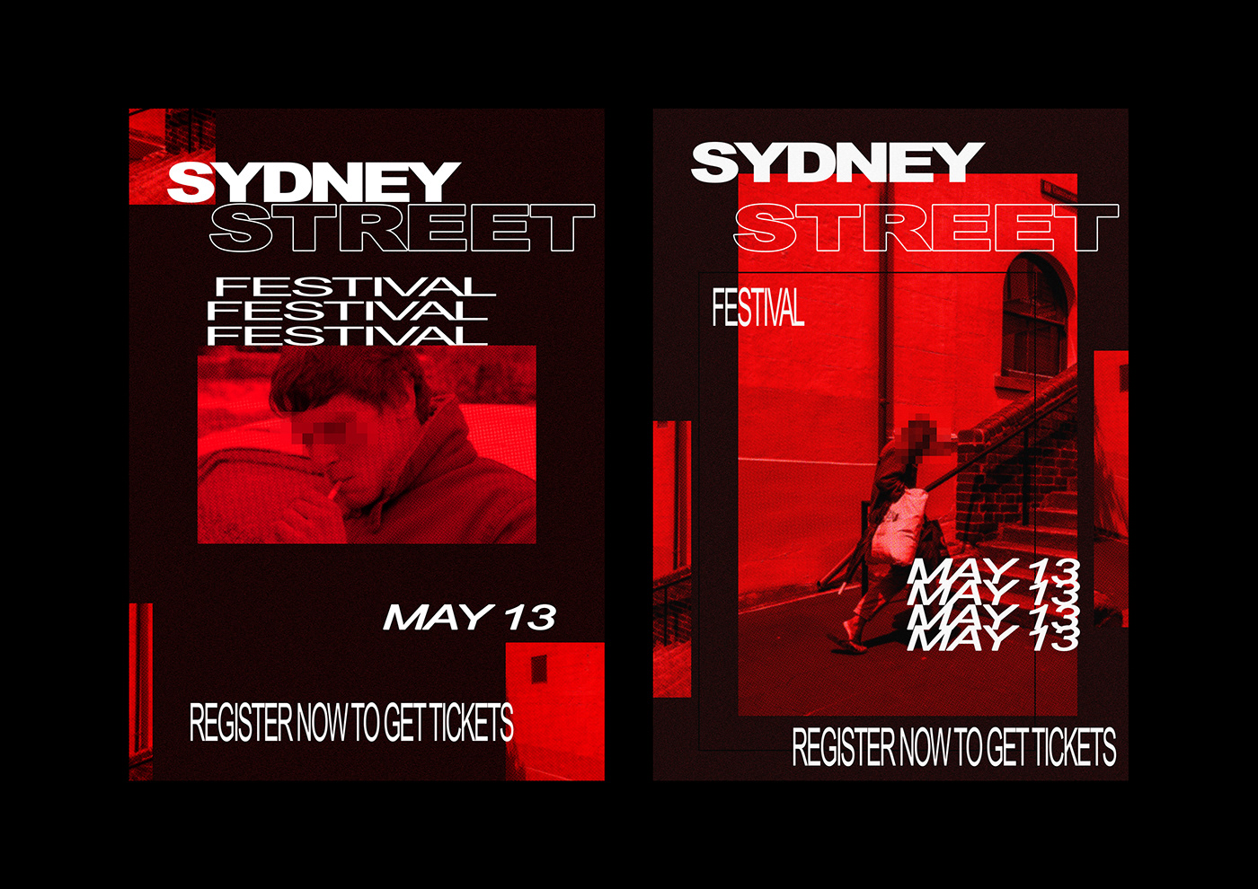 festival Event tickets design marketing   branding  poster print grunge red