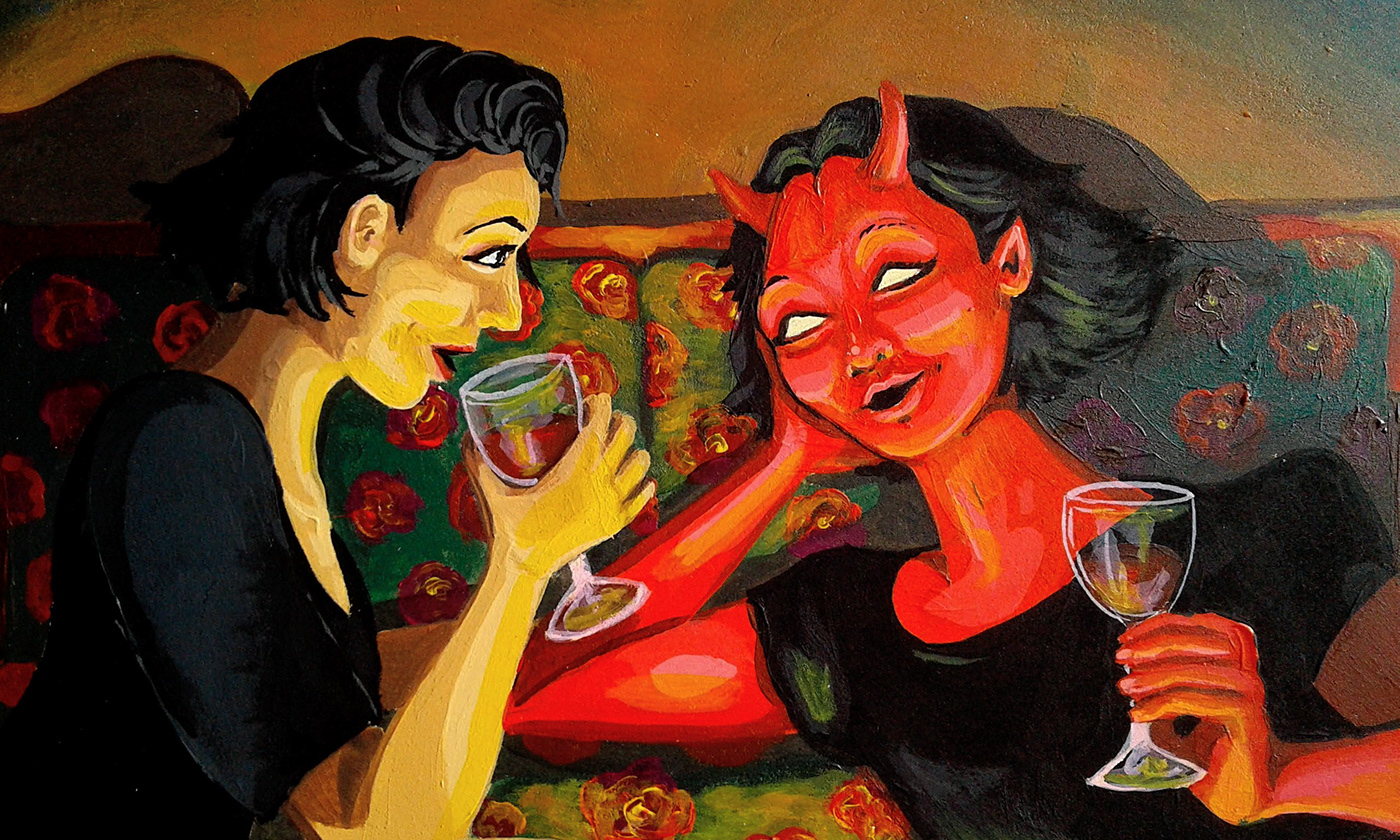 acrylic alone dark devil Love paint quarentine red soalone wine