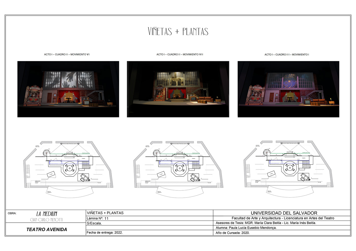Costume Design  escenografia opera planos set design  tesis Menotti proyecto