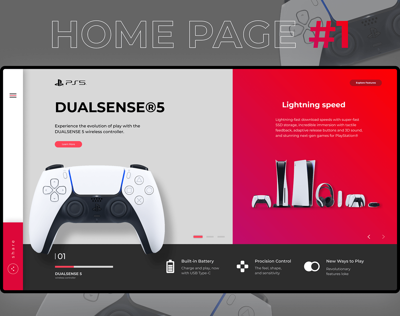 design Figma Games playstation ps5 UI ux Web дизайн игры