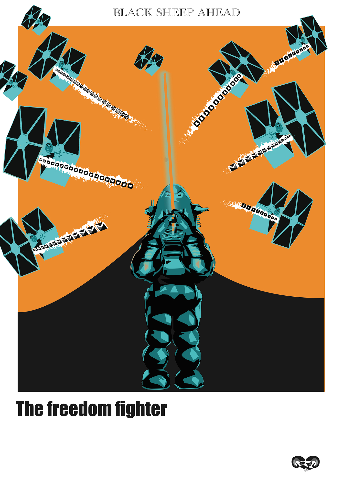 The freedom fighter (screenprint) by Abi Fraser
