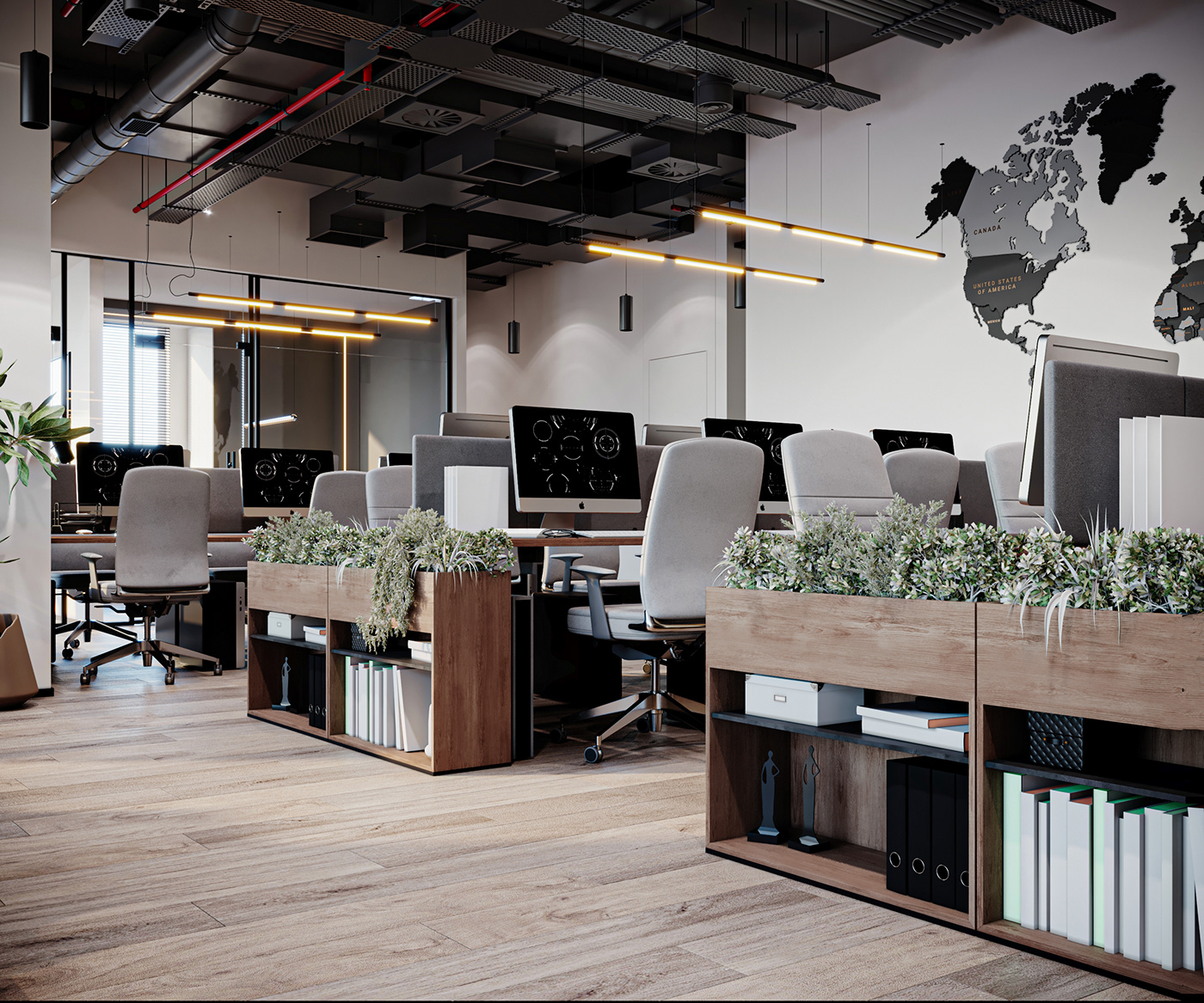 desk Office Interior 3ds max modern corona vray visualization architecture interior design 