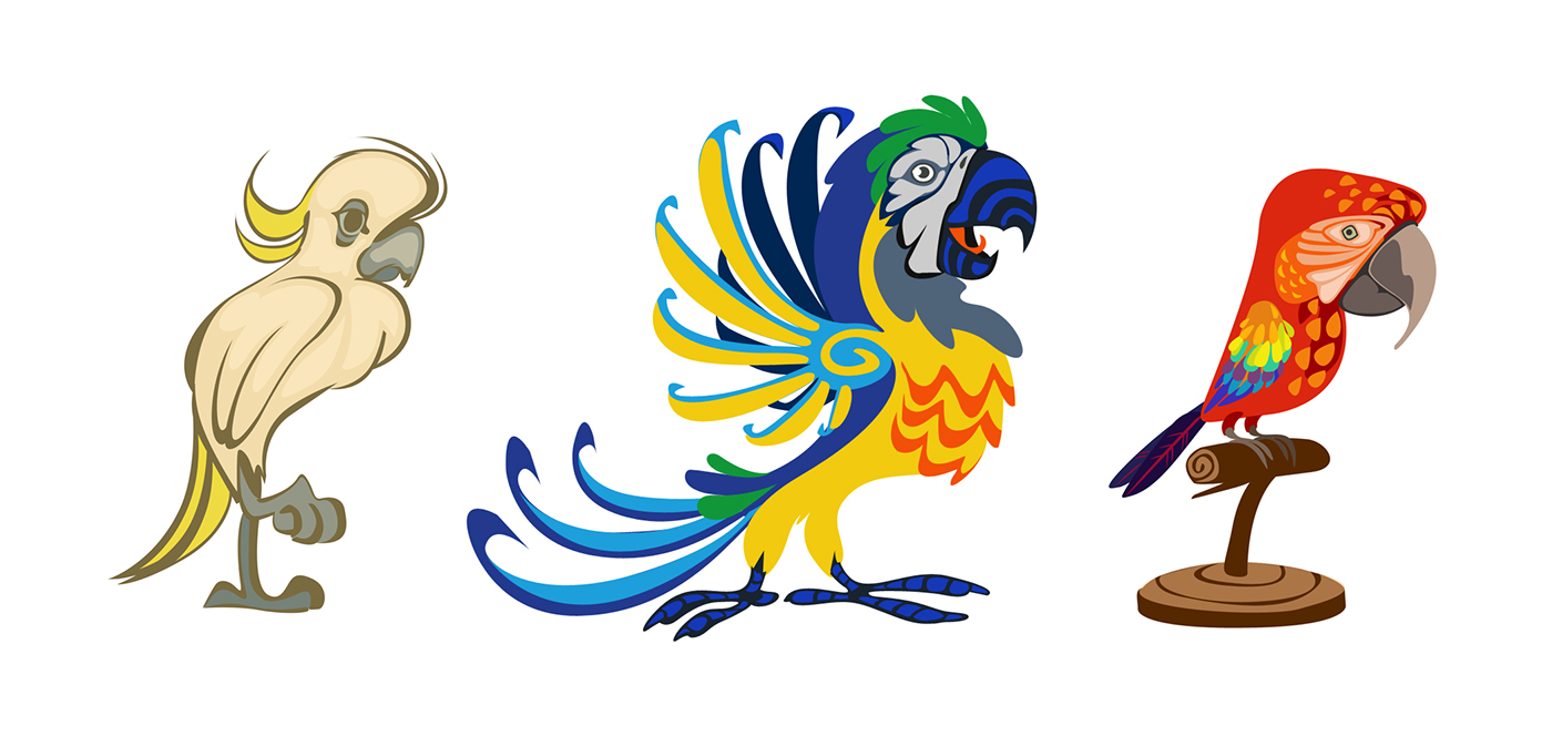 animals cartoon Character design  conjoined twins Digital Art  digital illustration ILLUSTRATION  parrots spooky vampire