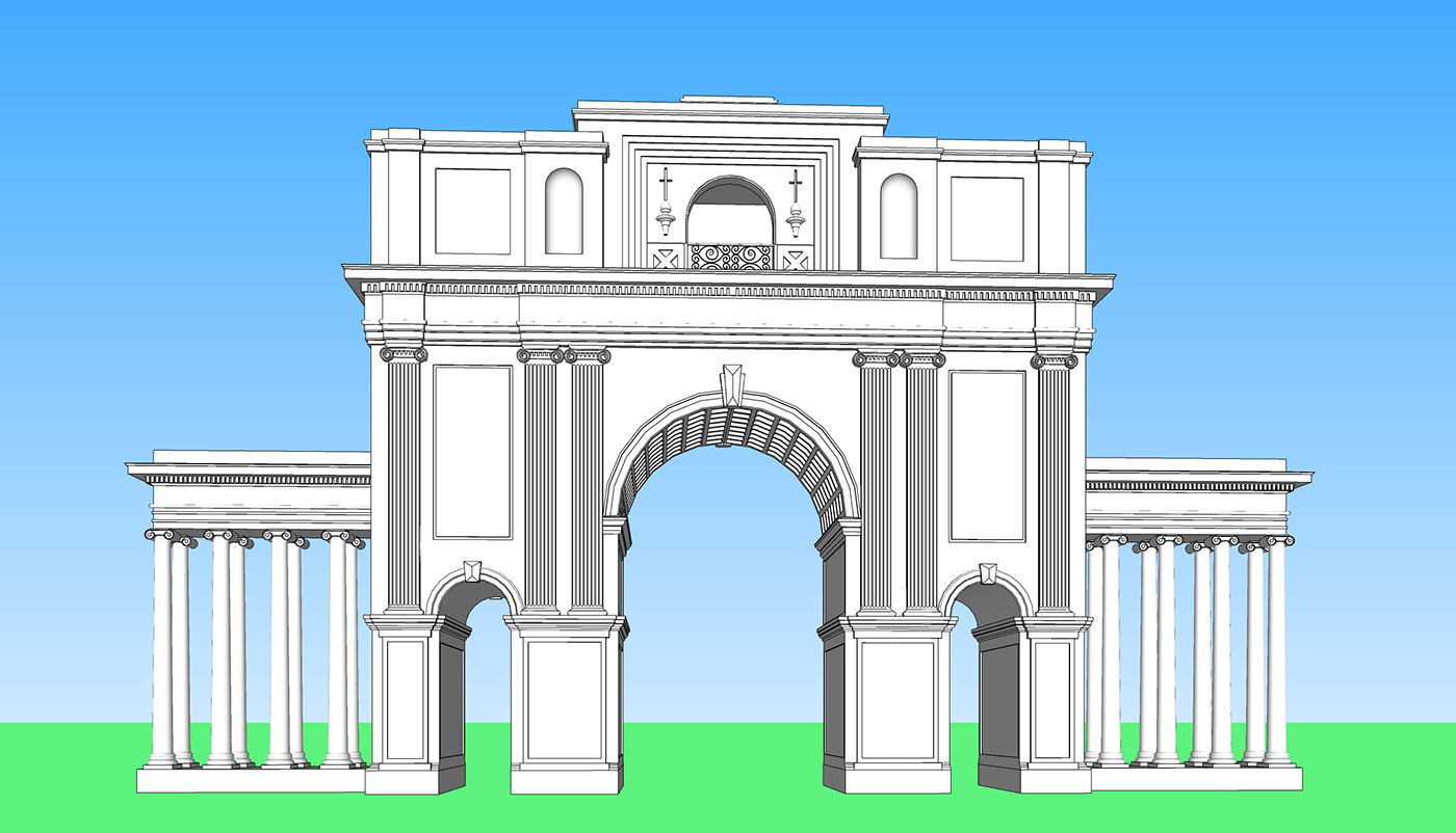 3d modeling architecture belarus history of architecture molodechno polish architecture  triumphal arch 1920s