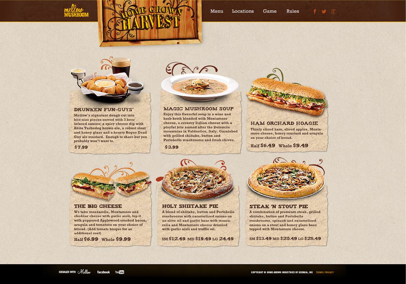 mellow mushroom Pizza interactive Micro Site game iphone android Web