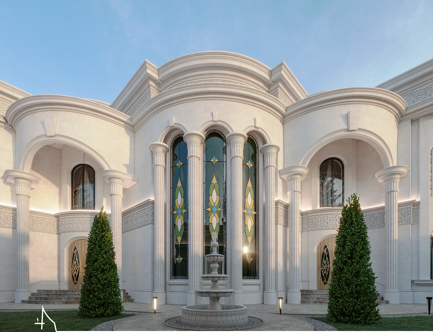 architect architecture archviz CGI Classic corona exterior house Landscape Villa