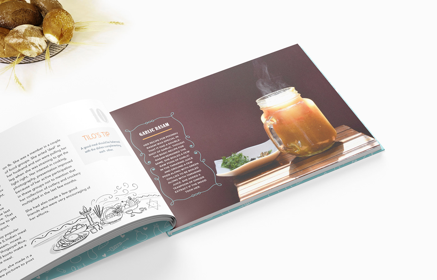 Food  Cook Book recipes story editorial design  book Layout illustrations caricature  