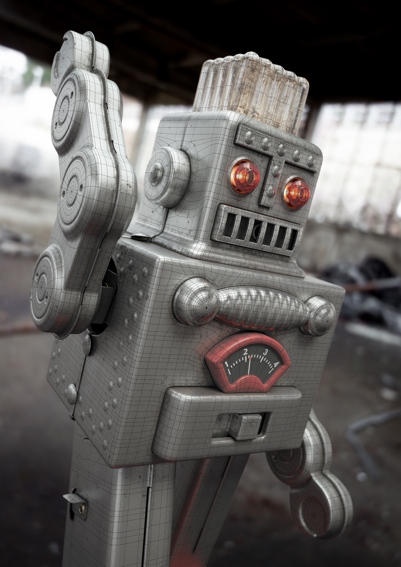 3D FStorm robot metal rust dust toy spaceman tin robot