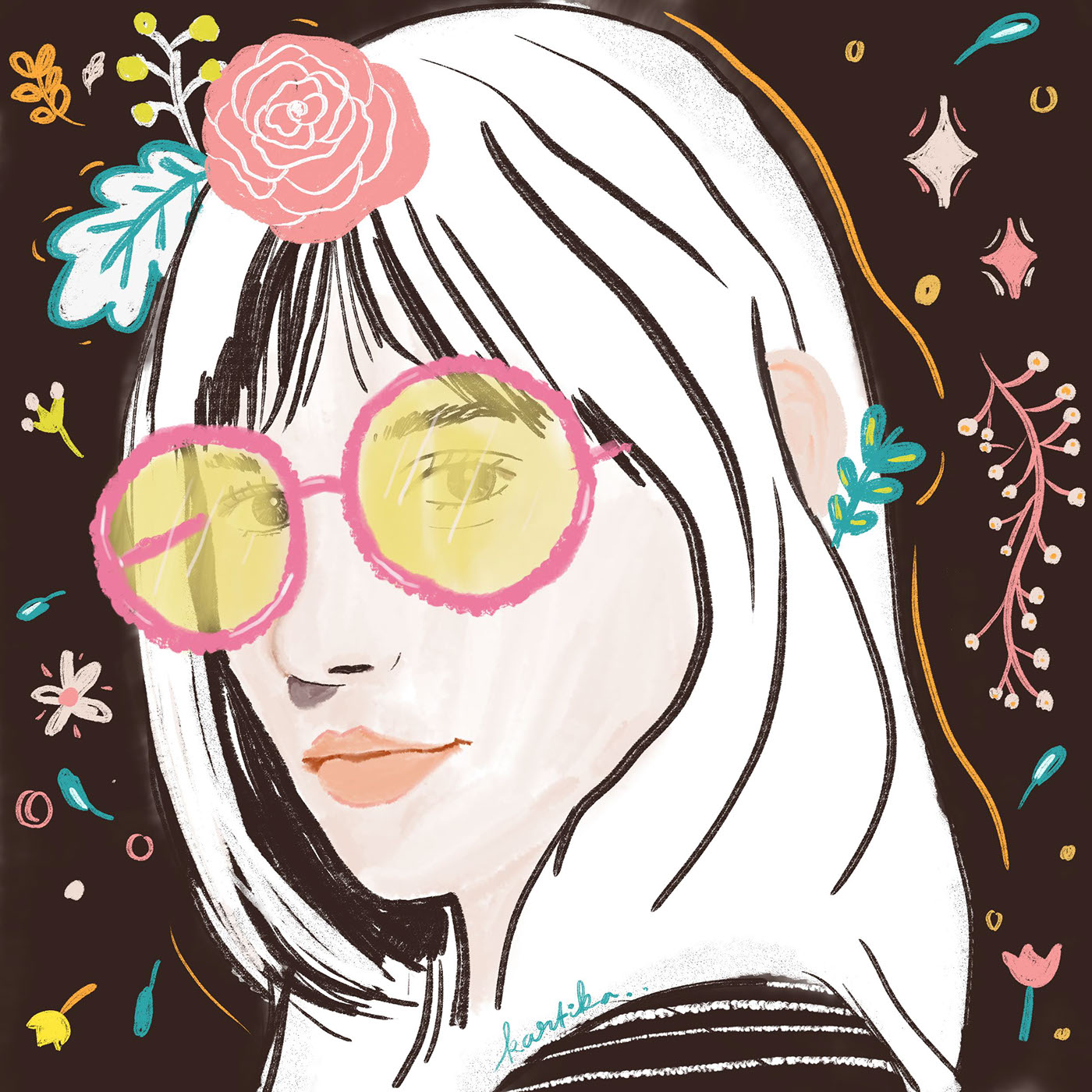 digital painting woman portrait pastel flower stylish girl autodesk sketchbook art direction 