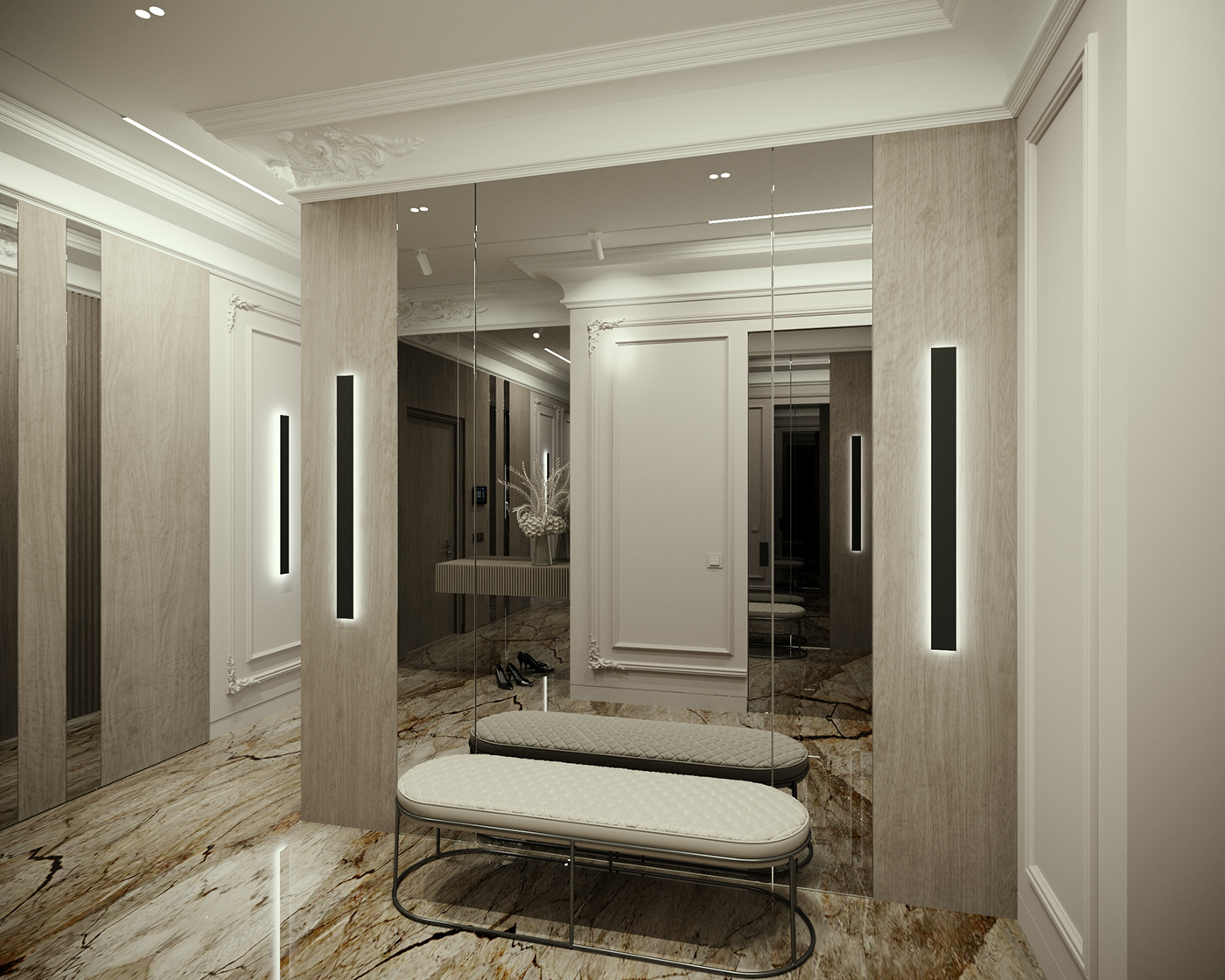 interior design  Render visualization визуализация дизайн интерьера современная классика