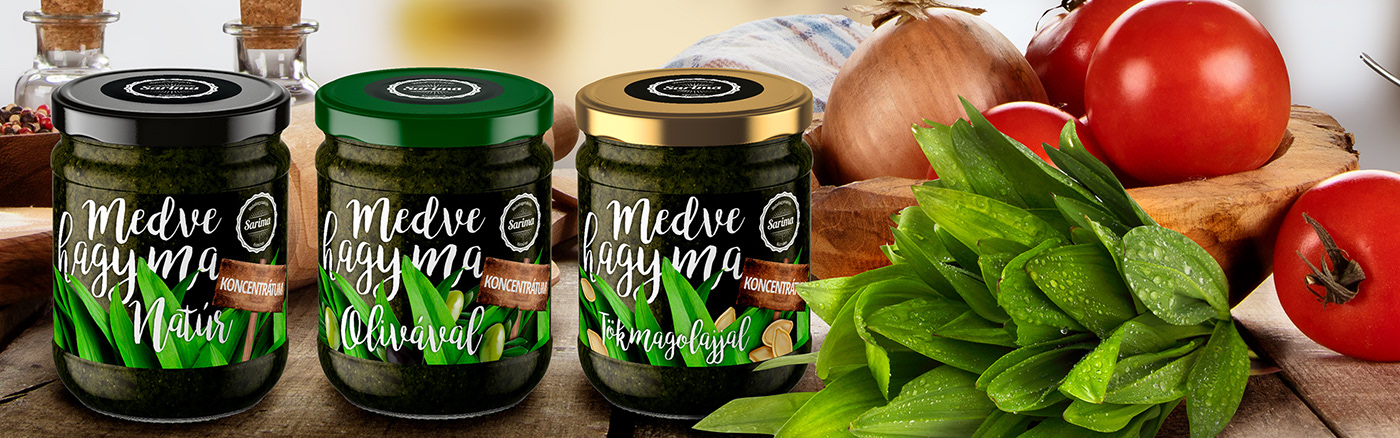 barnadesign címke csomagolás csomagolastervezes Label medvehagyma Packaging wild garlic