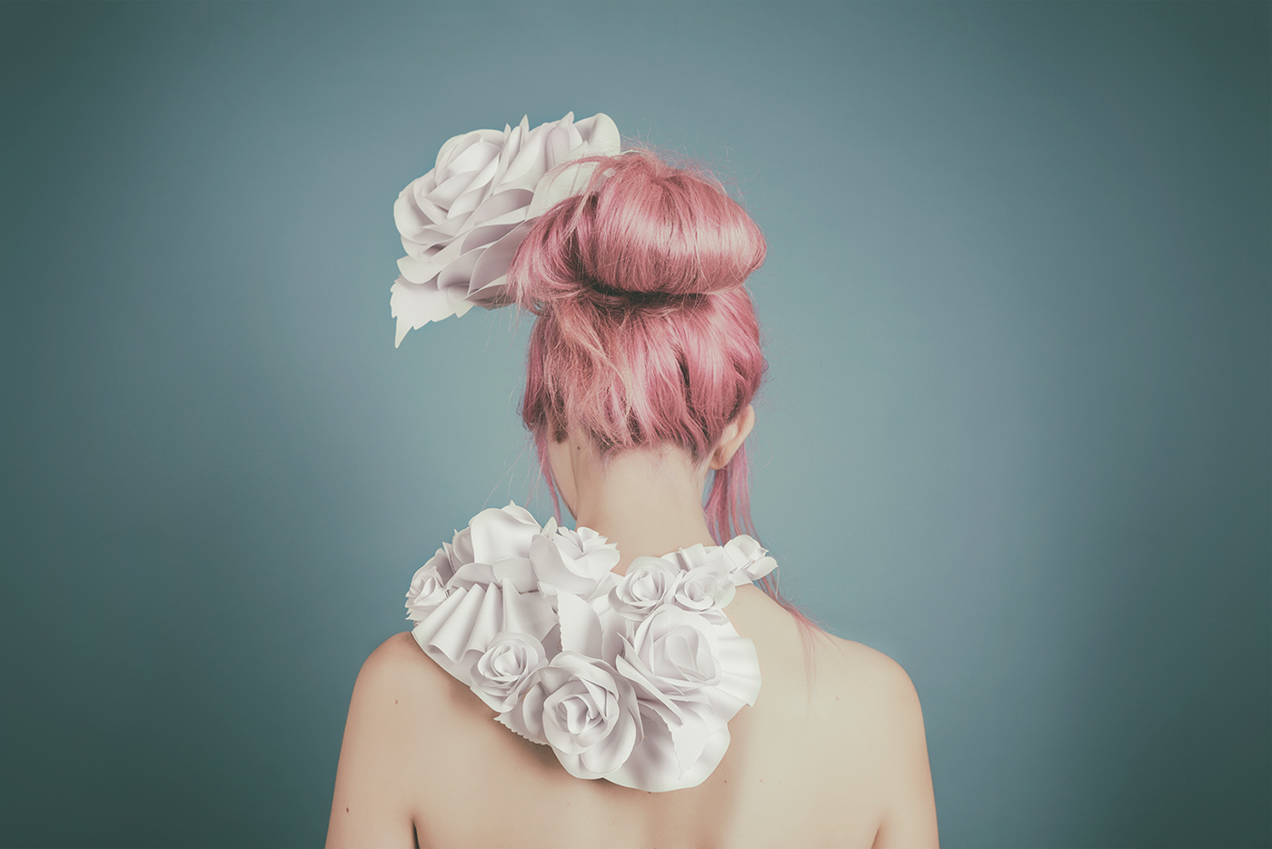 shoulder pad headband paper Glue White pink hair elegance