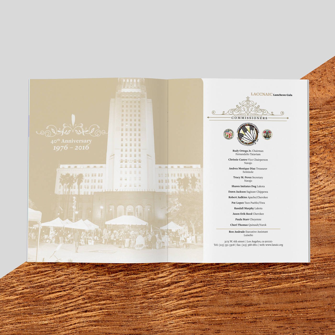 Gala Luncheon journal Layout Design book design Los Angeles city of los angeles native american Indian Commission