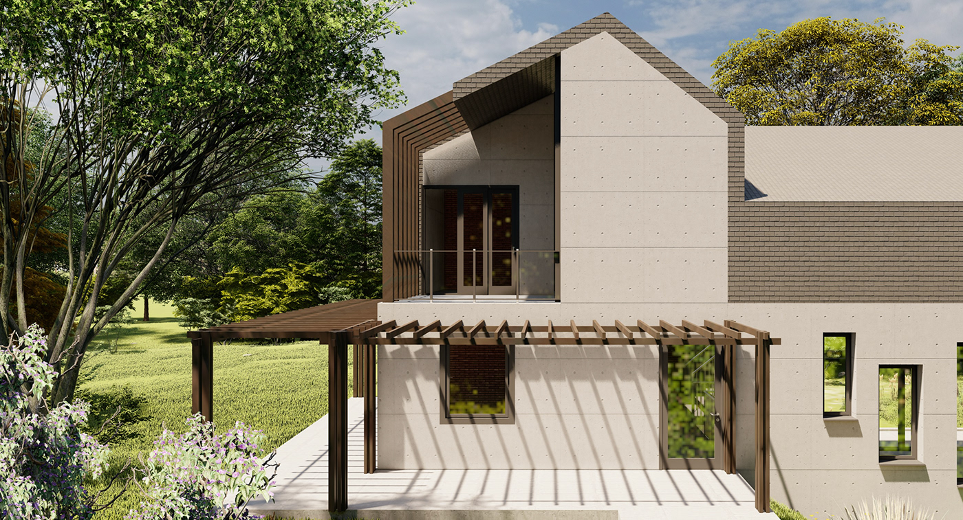 architecture concrete house Render visualisation