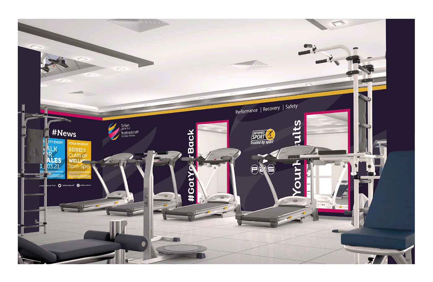 banner branding  centre graphic design  gym large format Leisure vinyl wales Wall Graphics