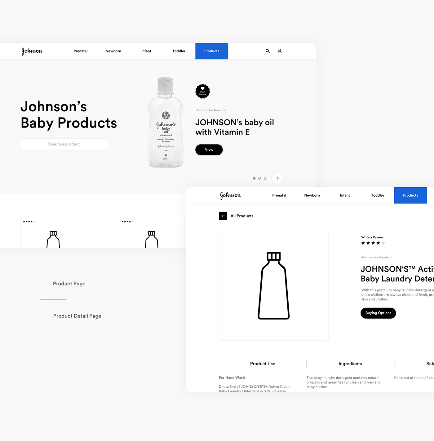 ux wireframes Web design johnson baby Functionality user Experience