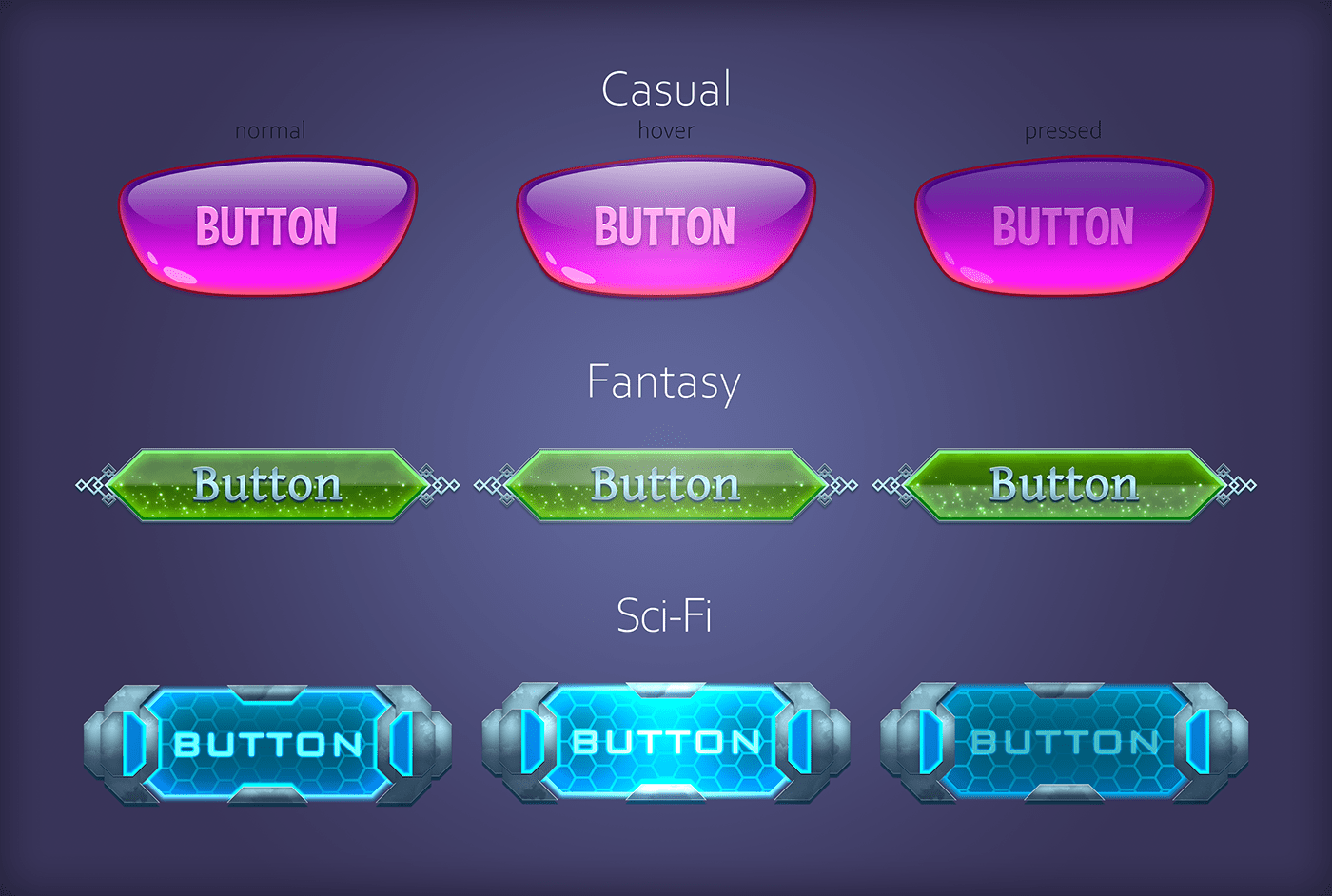 button casual fantasy game ui sci-fi UI/UX