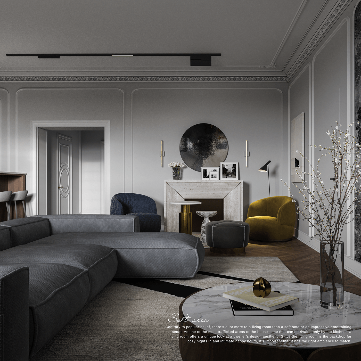 3ds max architecture corona render  interior design  kitchen living room modern Render rendering visualization