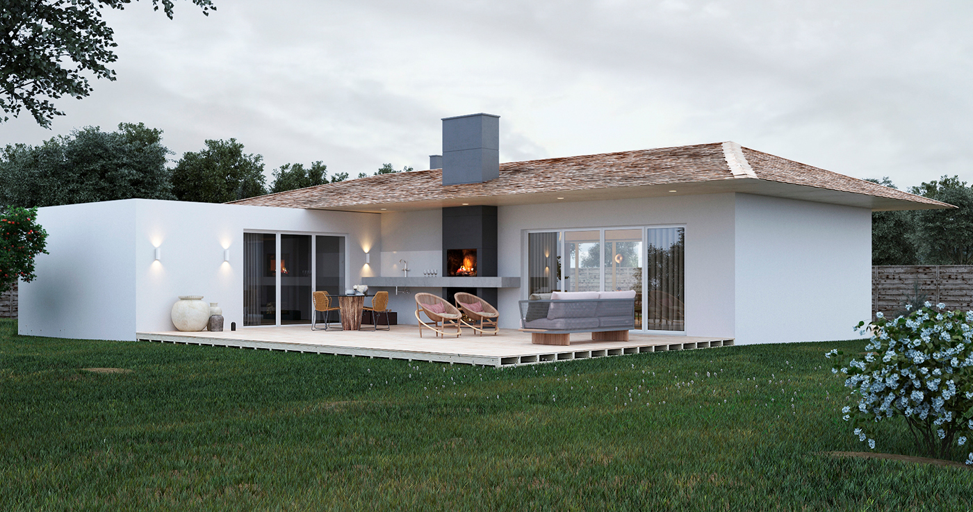 architecture interior design  Cottage modern house minimal CoronaRender  coronarenderer