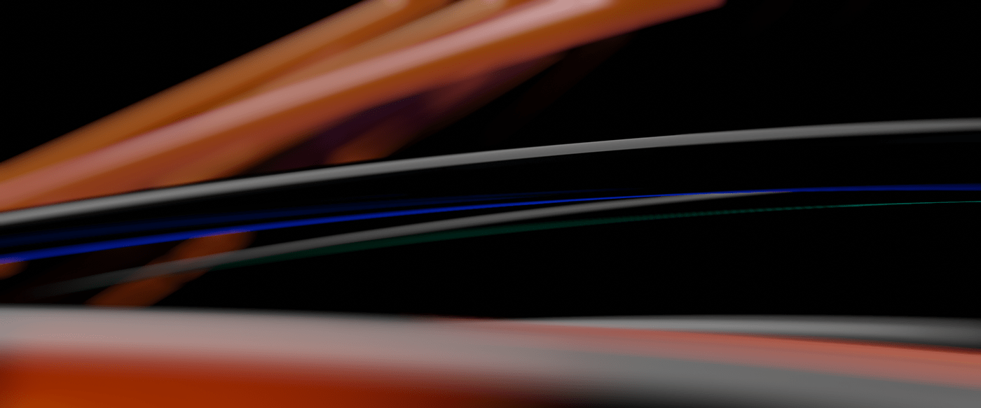 3D art black camera motion particles red stripes vortex yellow