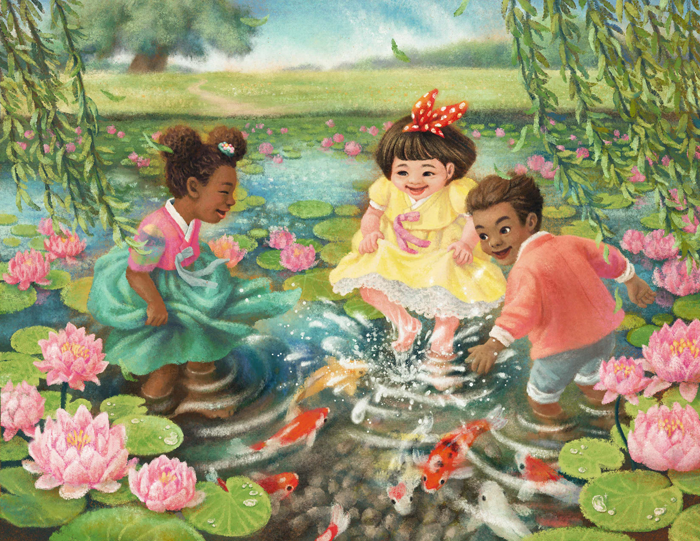 children childrensbook childrensbookillustration hanbok kidlit Korea korean picturebook picturebookillustration pond