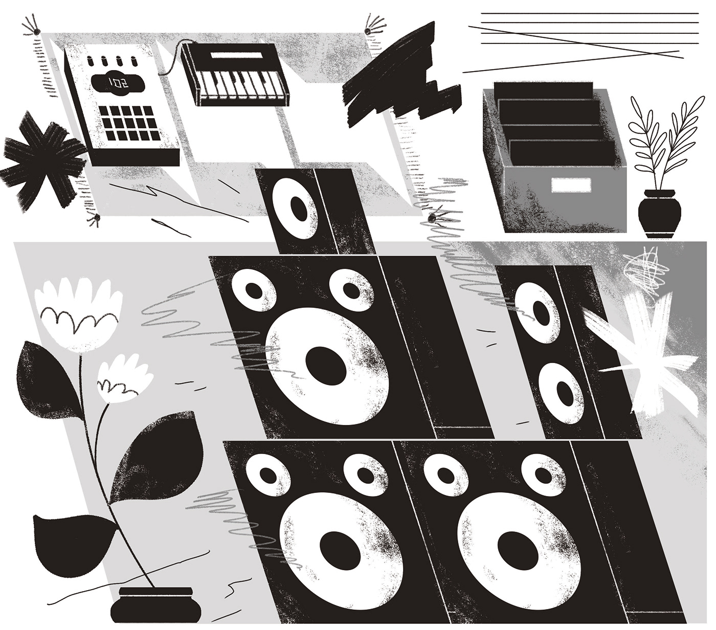 Portland Oregon pdx Or black and white design texture hiphop dj turntables