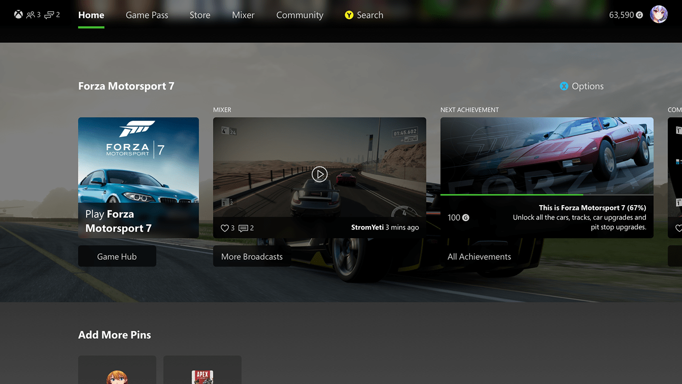 xbox dashboard game console One Microsoft UI ux prototype redesign