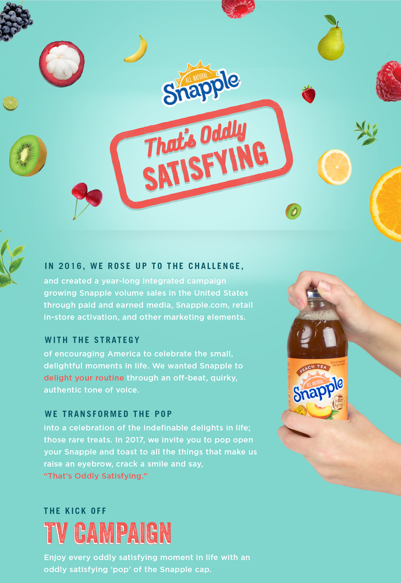 Advertising  art direction  design Media Planning strategy Snapple AAF NSAC