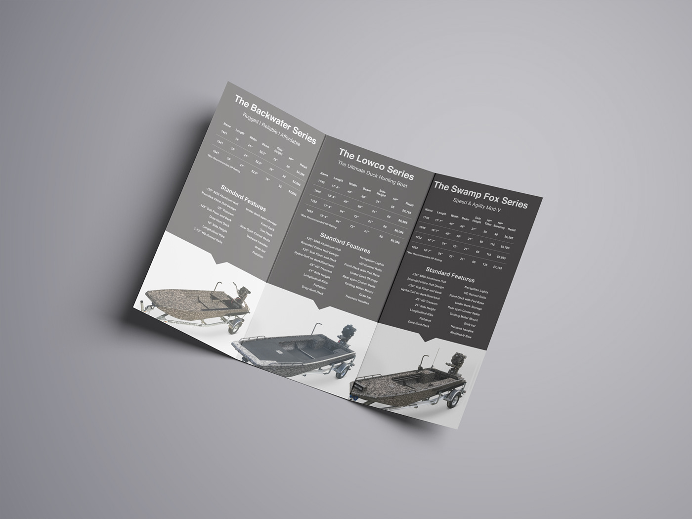 brochure design Mockup Hunting Boats