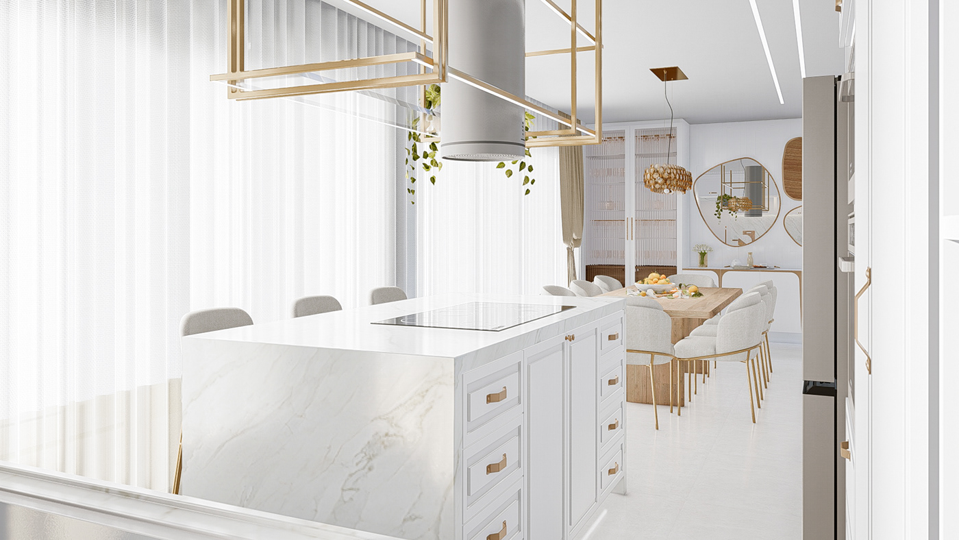 cozinha kitchen interior design  arquitectura Render 3D architecture design classica