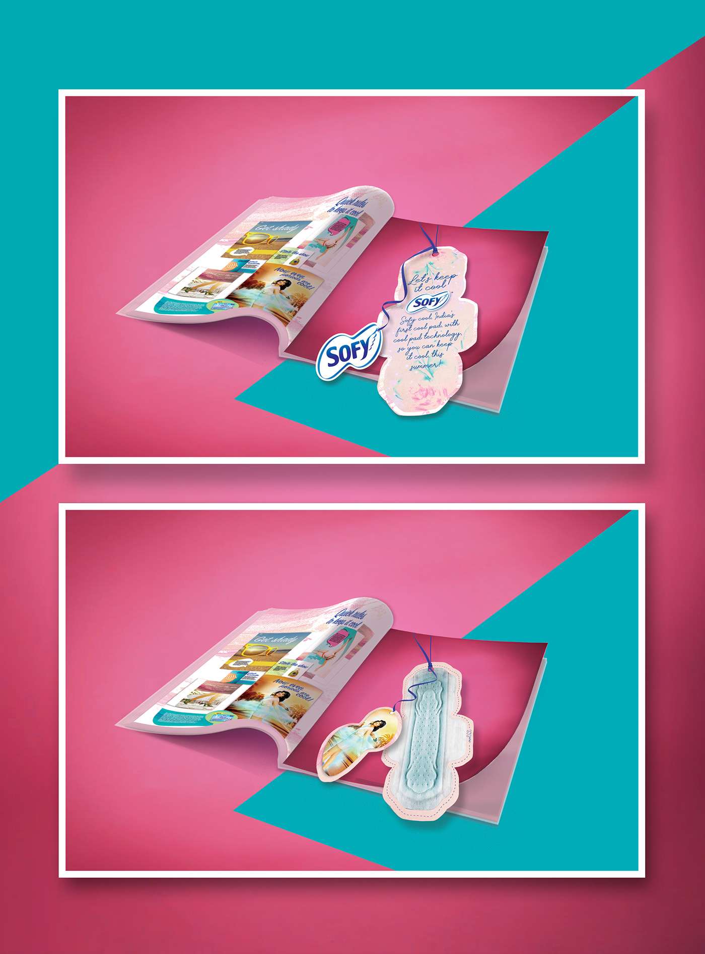 sofy sanitary napkin Magazine Ad bookmark graphic design  art direction 