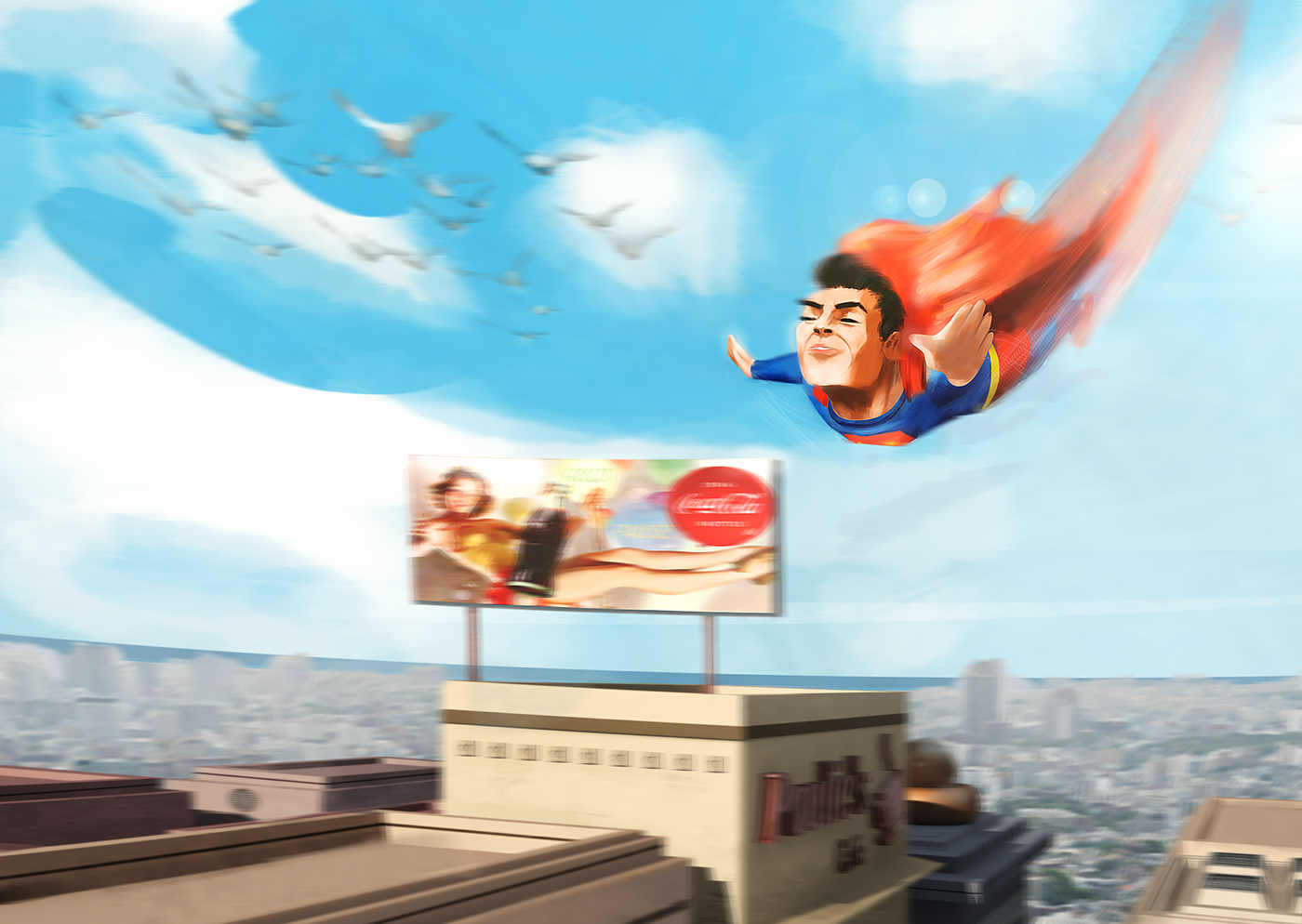 superman gouache watercolor fanart ComicArt characterdesign ILLUSTRATION  stylized henrycavill Alexross