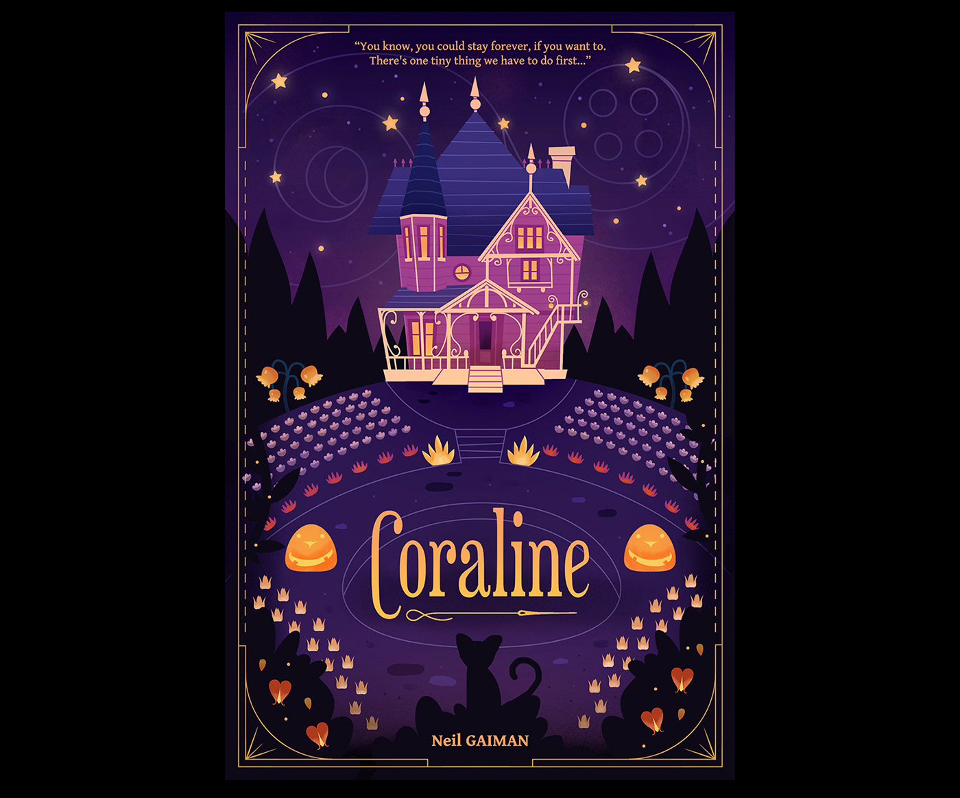 book book cover Coraline cover design Digital Art  fanart ILLUSTRATION  Illustrator neil gaiman vector