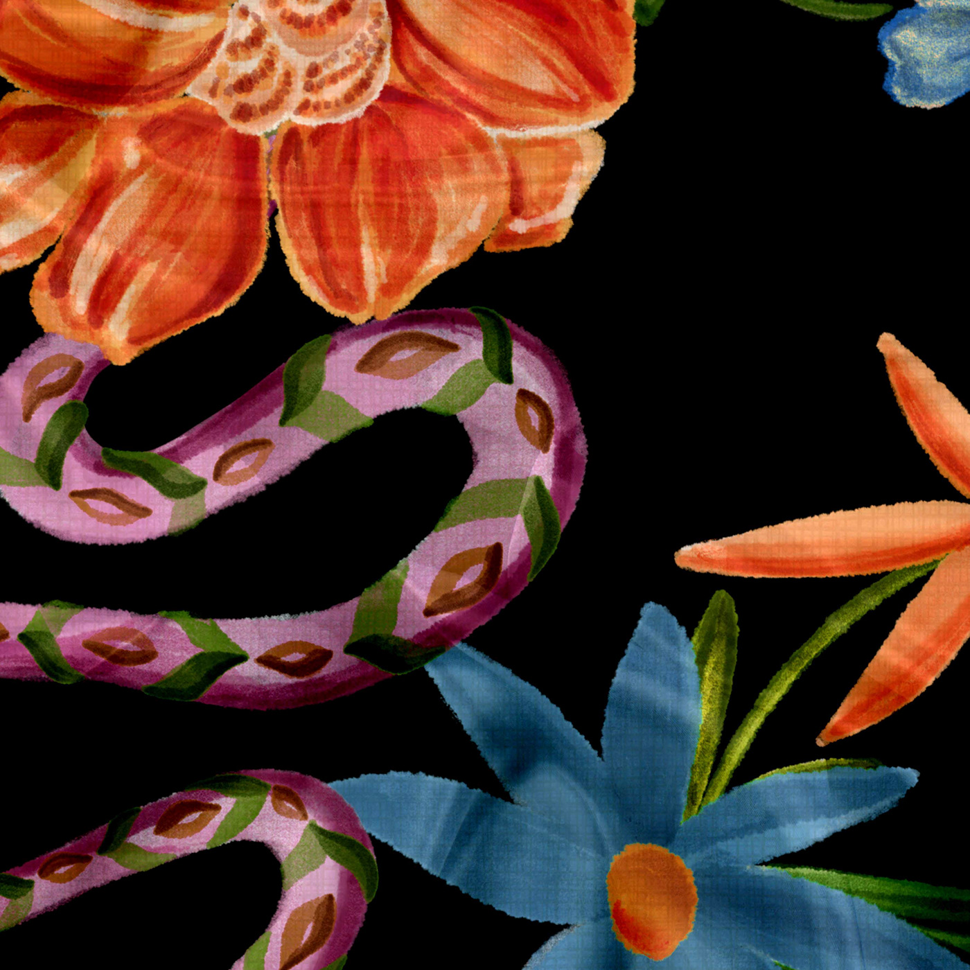 snake Drawing  painting   Procreate pattern design  textile surface design Estampa rapport pattern