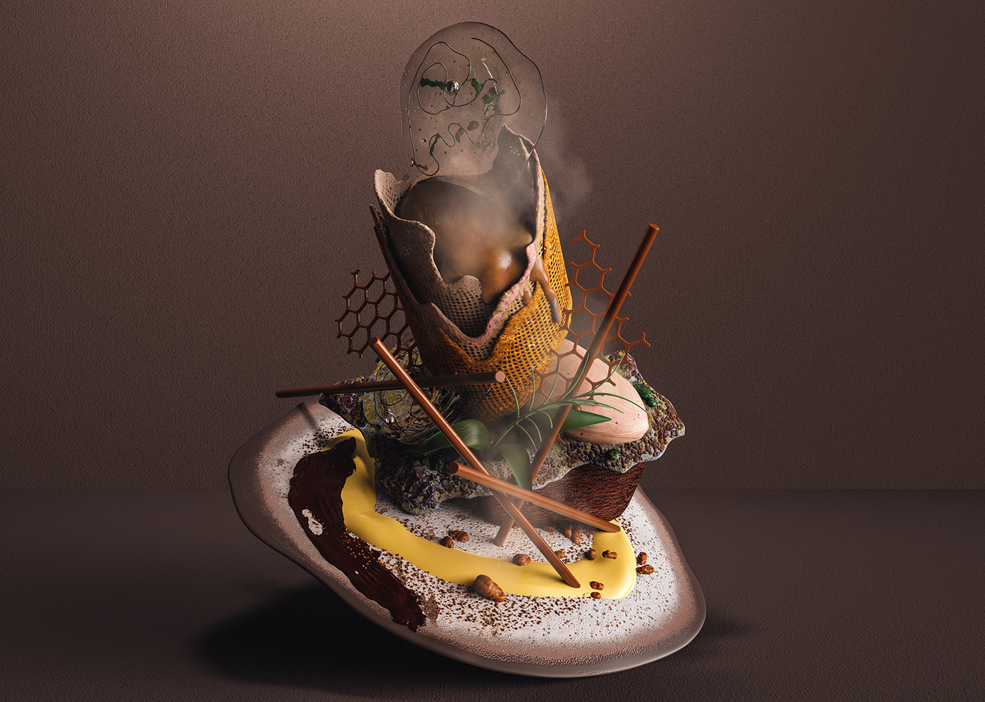 3D avant-garde colors cousine design gastronomic ILLUSTRATION  knowledge textures visual