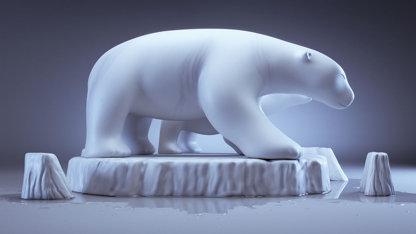 3D Maya photorealistic bears polar Arctic exhibit