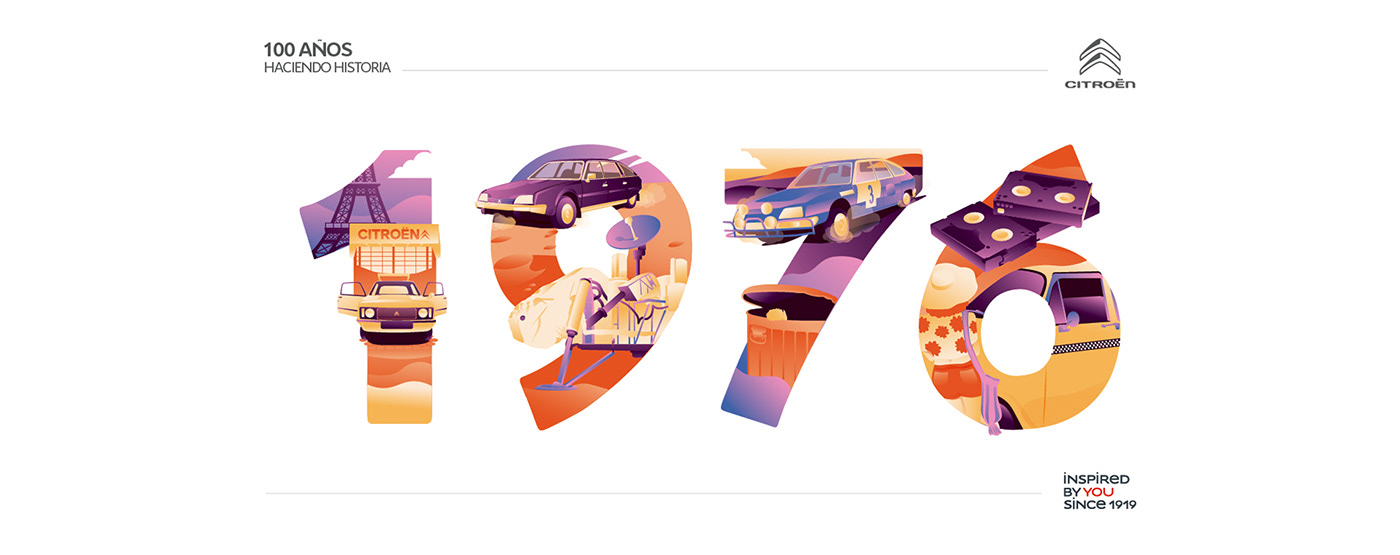 100 años animacion automovil carros citroen historia ilustracion Vehículos