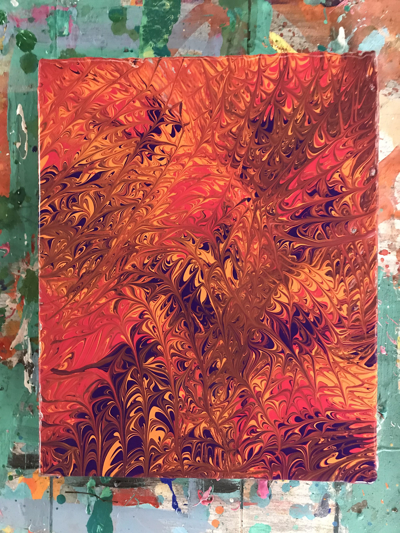 fire fluid acrylic paint canvas art pallet knife abstract canvas expressionist Expression