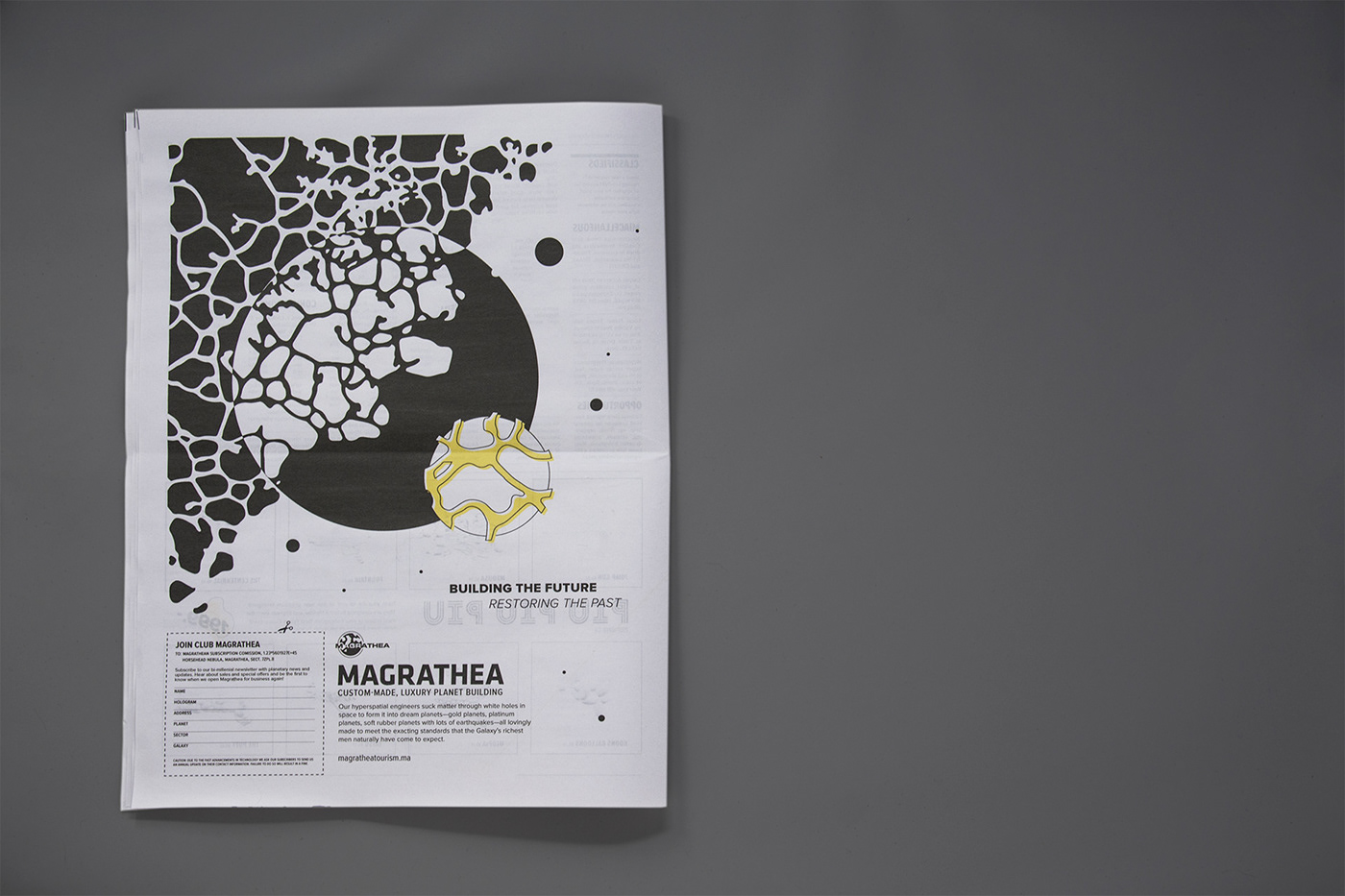 newspaper science publication mold The Hitchhiker's Guide Douglas Adams typography   adobeawards