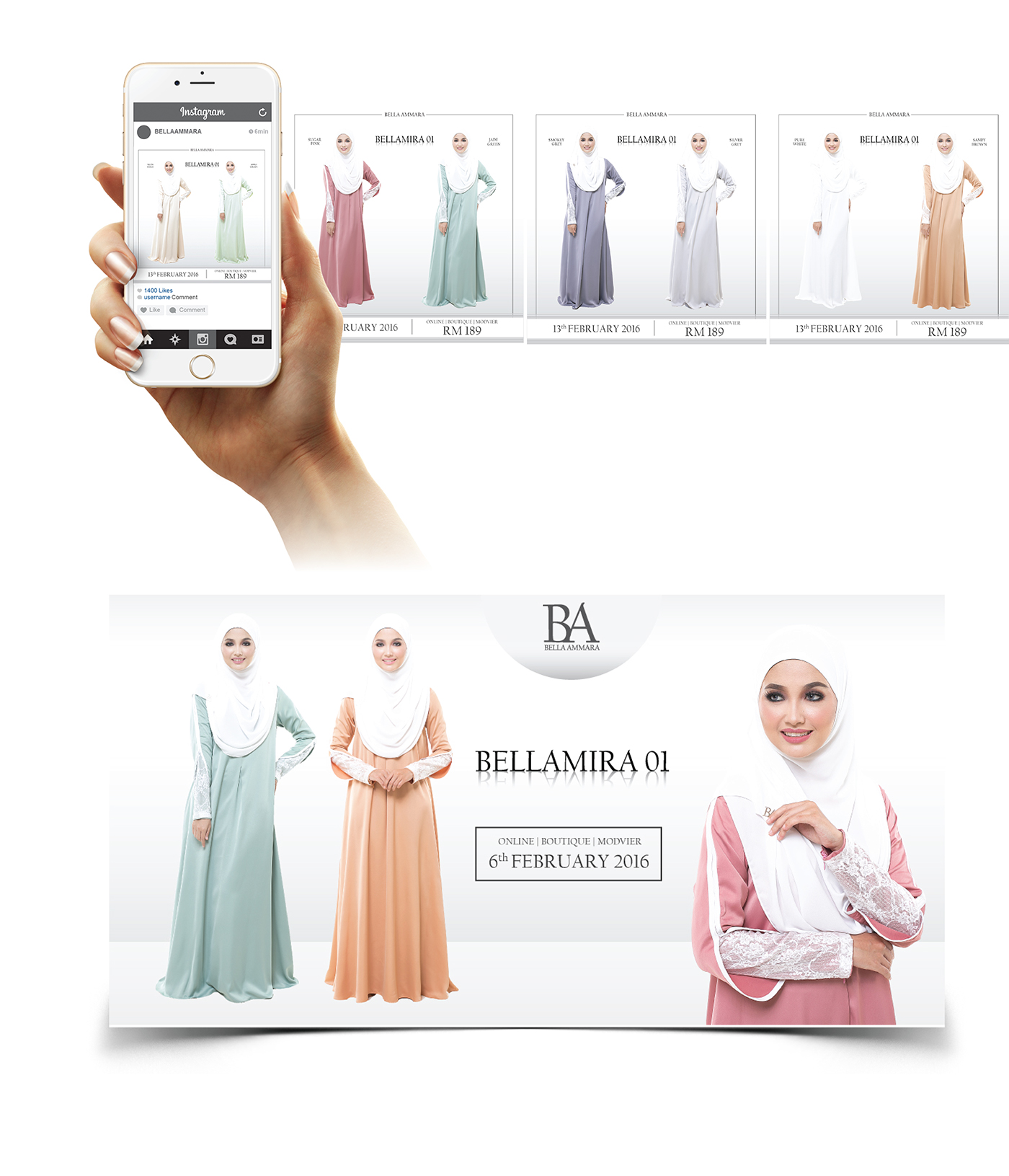 graphic design  art direction  Fashion  muslimah online instagram banner Web Banner design direction