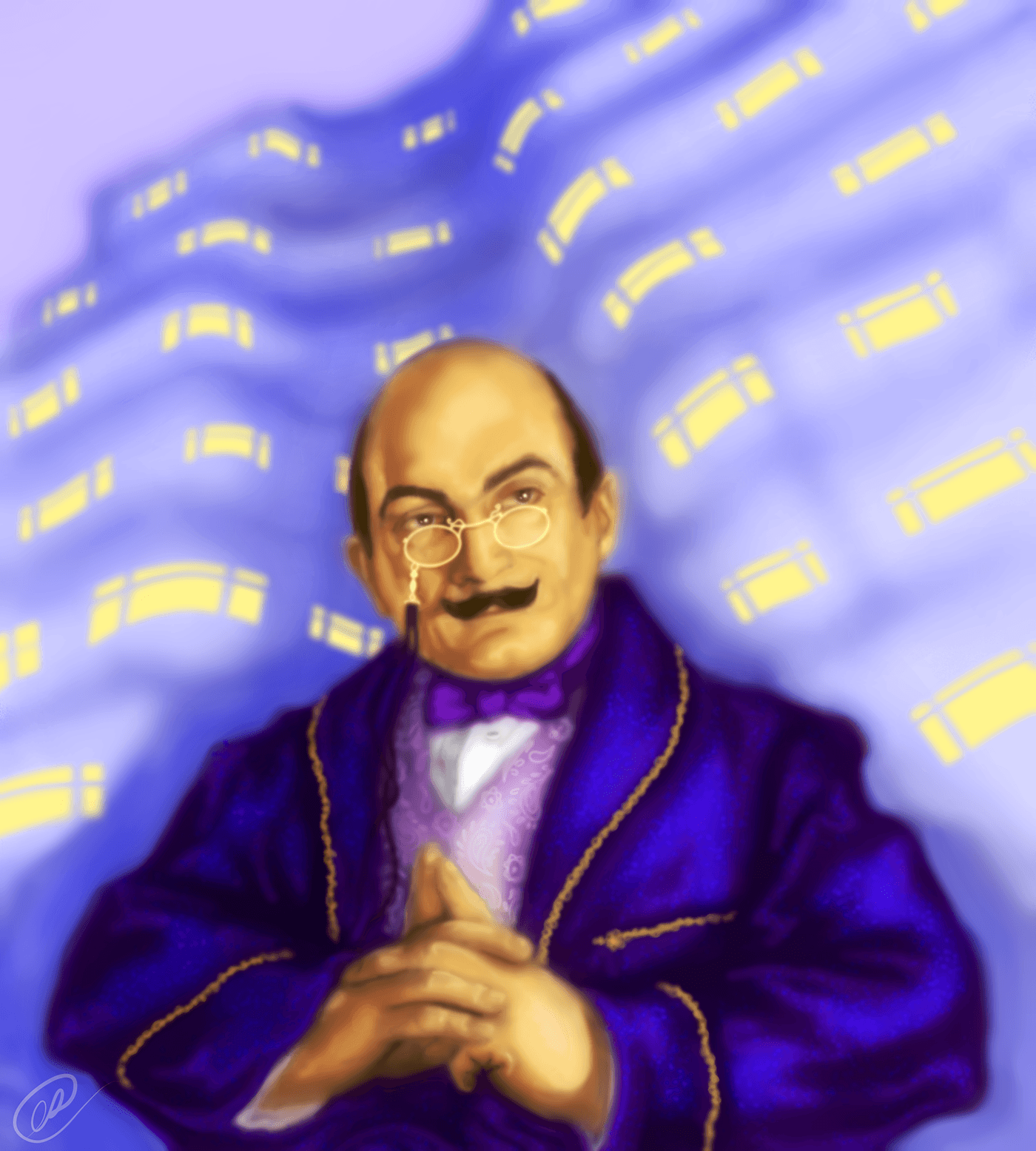 Poirot agatha christie Digital Art  portrait digital painting hercule poirot