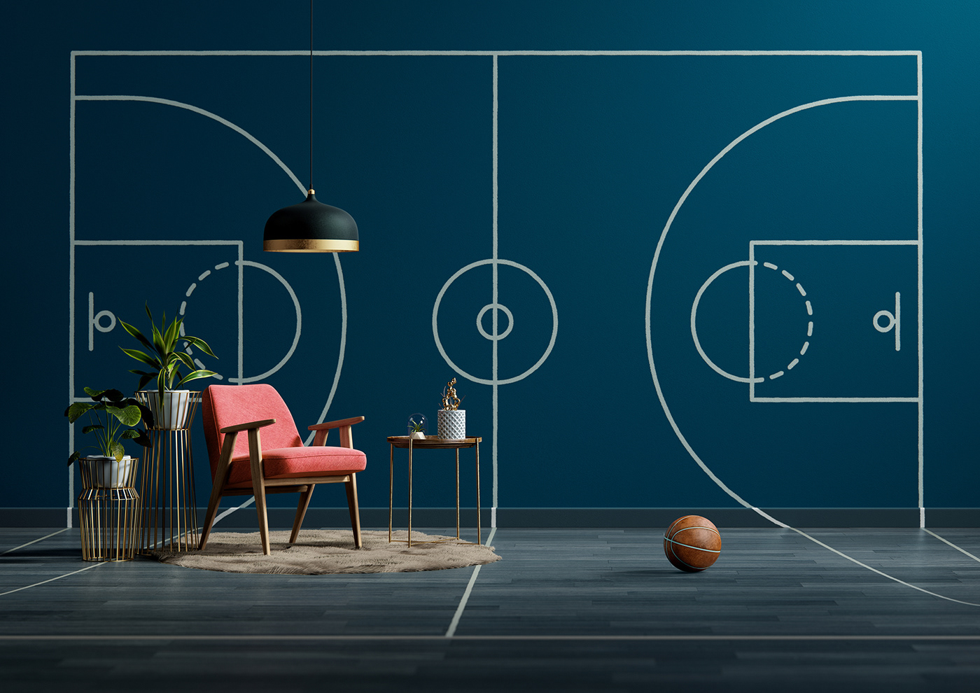 living room architecture paint play soccer basketball animation  interior design  furniture kids