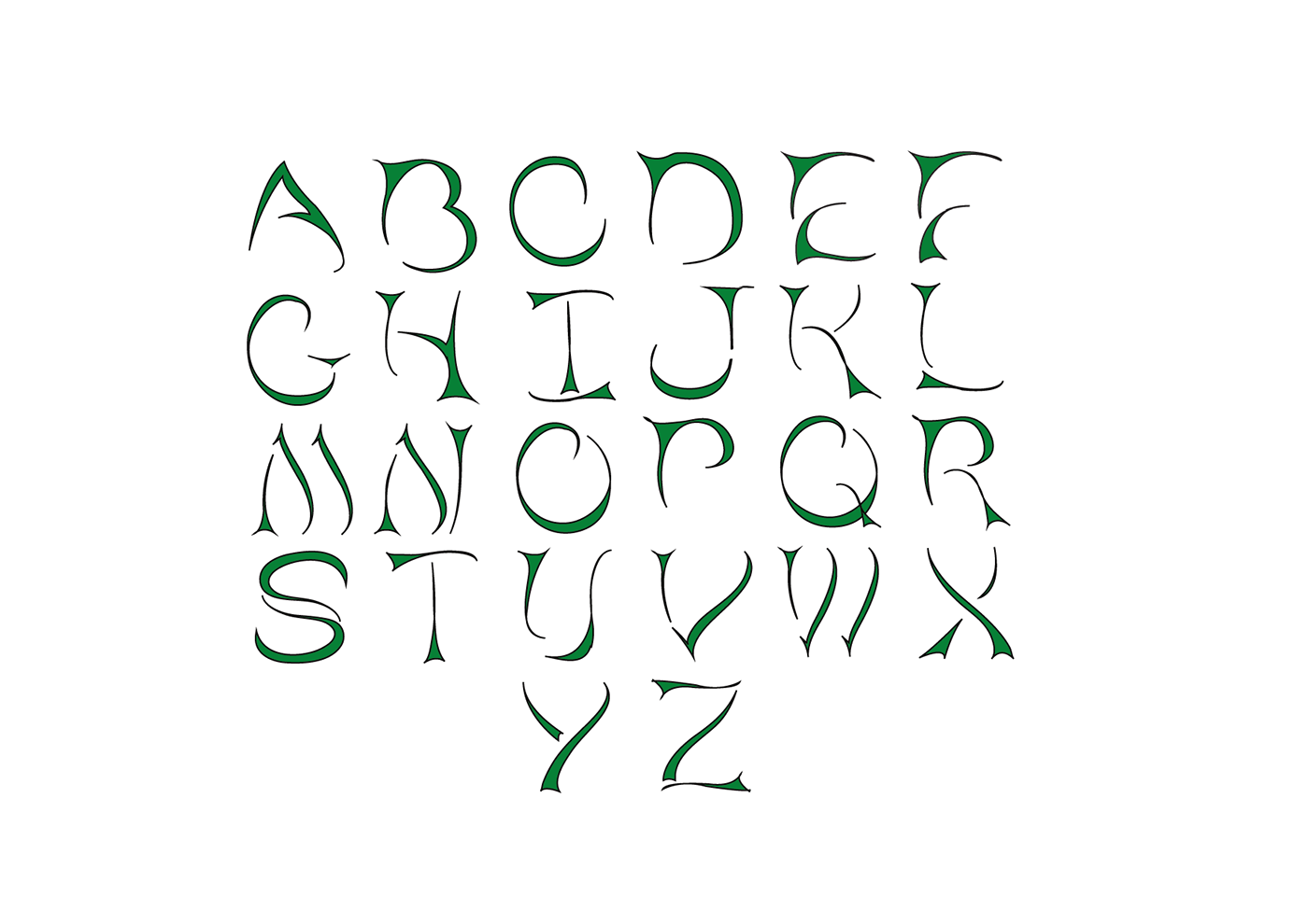 monsters typography   fontface creepy green closure gestalt principles Sharp curvey Typeface