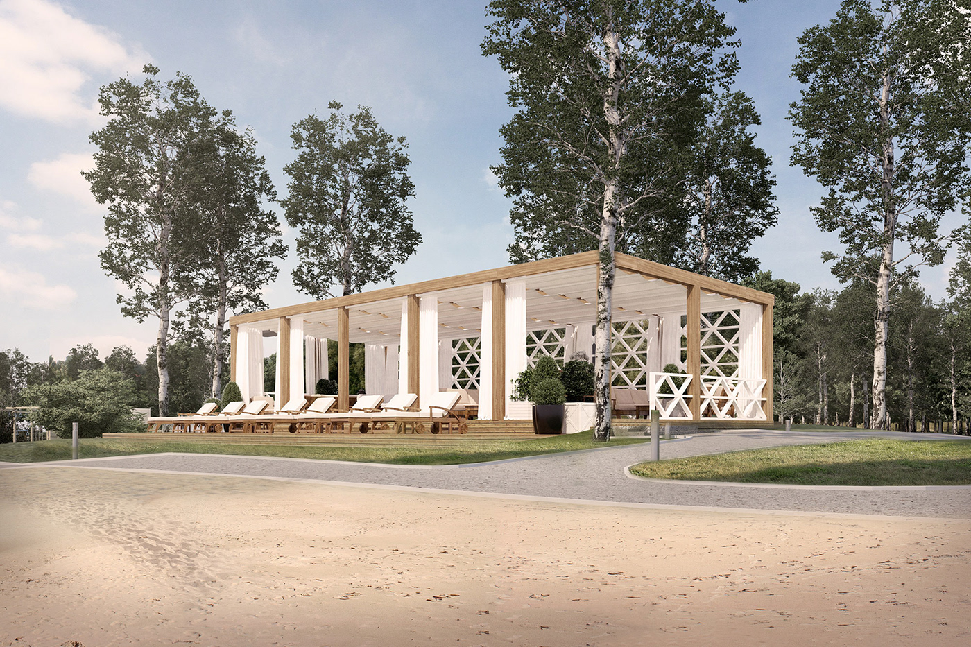 3D architecture beach exterior exterior design Exterior rendering Landscape Render resort пляж