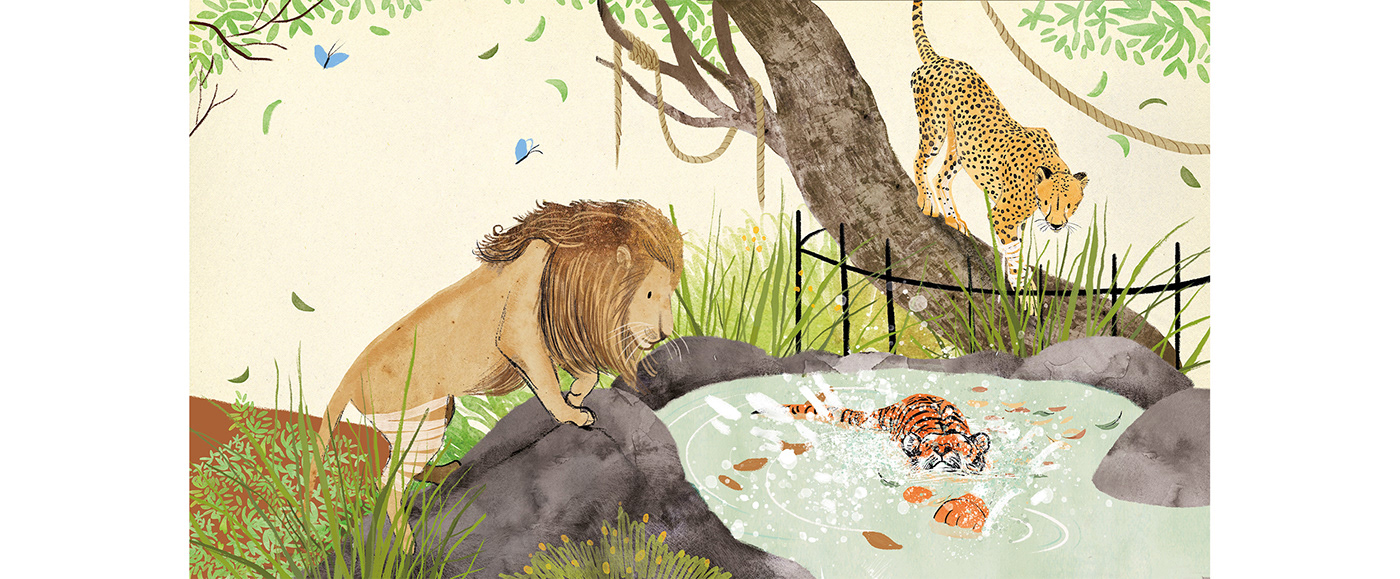 africa children childrensbook Drawing  ILLUSTRATION  kids Picture book story tiger wildlife
