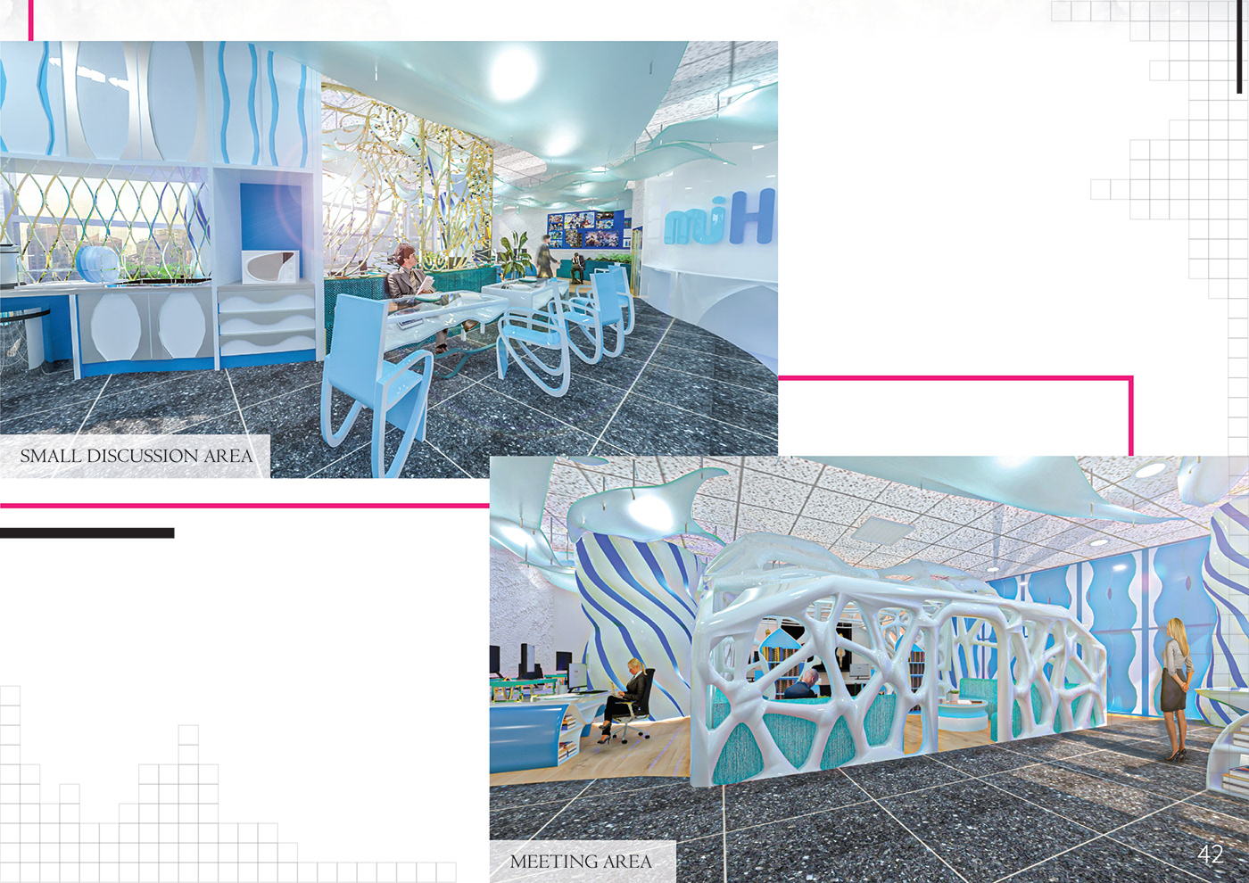 3ds max 3D architecture interior design  visualization vray mihoyo Office biomorphic concept