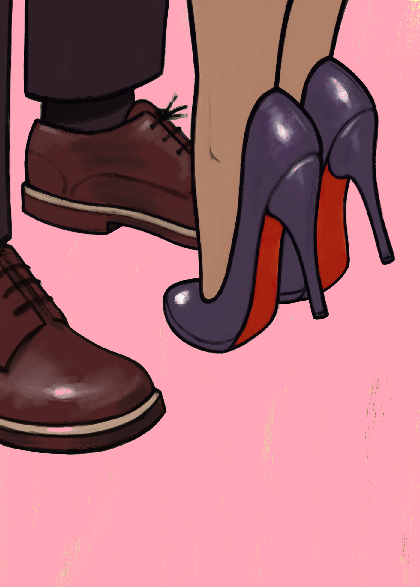 kiss ILLUSTRATION  poster tacones high heels shoes negative space valentines Classic digital illustration